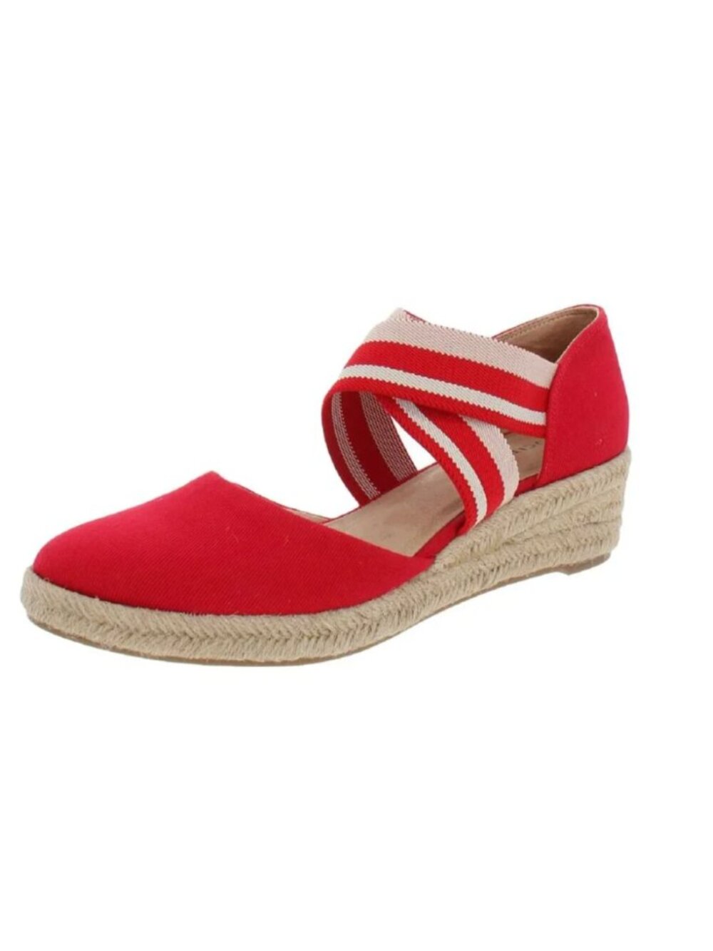 NEW LifeStride Womens Keaton Canvas Slip On Wedge Heels
